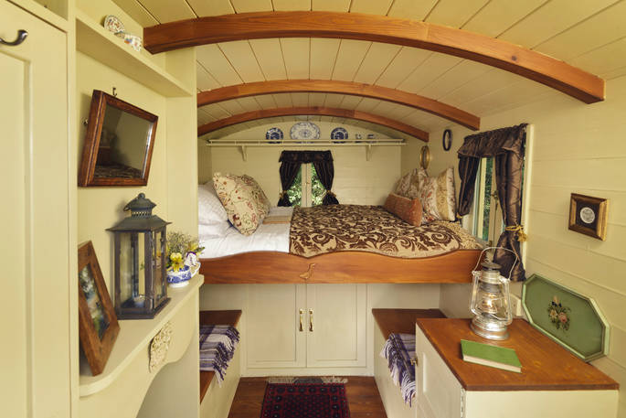 Gypsy's Rest gypsy caravan - interior, Hasketon, Nr. Woodbridge, Suffolk, England by Chris Rawlings