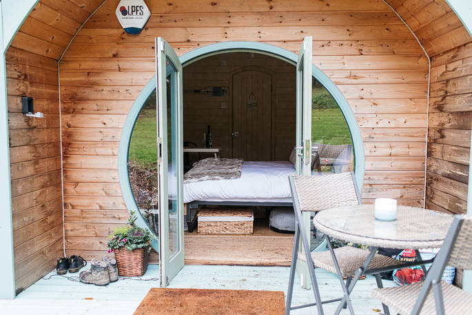 Throw open the doors at Willow the Wisp Cabin at Downash Wood in Sussex 