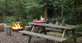 Light the firepit and dine al fresco on summer evenings at Forest Garden in Sussex