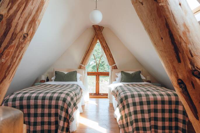 Twin beds upstairs