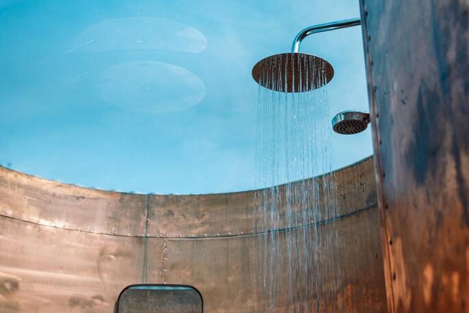 Hot shower with dope ceiling
