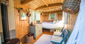The beautifully rustic and cosy Jesters Shepherd's Hut at Hill Farm in Warwickshire