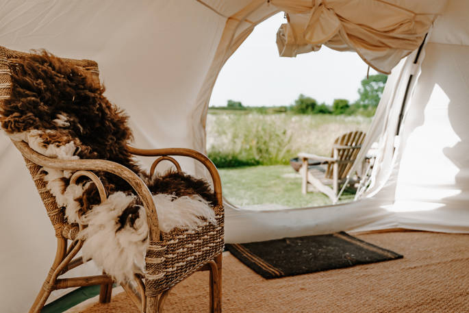 Mackies bell tent view from inside, Priors Hardwick, Warwickshire