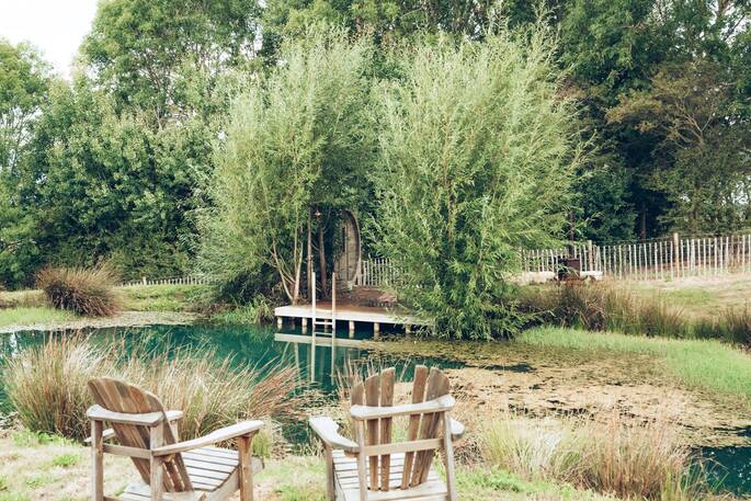 sauna and swimming lake