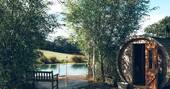 Shared swimming lake, sauna and outdoor shower