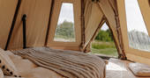 Slinket tipi view from inside, Priors Hardwick, Warwickshire