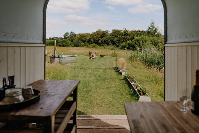 Slinket tipi view from the kitchen, Priors Hardwick, Warwickshire