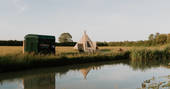 Slinket tipi - view from the river, Priors Hardwick, Warwickshire