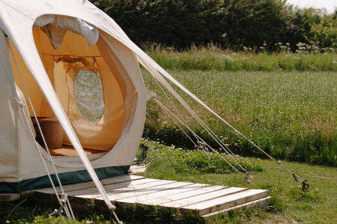 Watery Furrows yurt - exterior, Priors Hardwick, Warwickshire