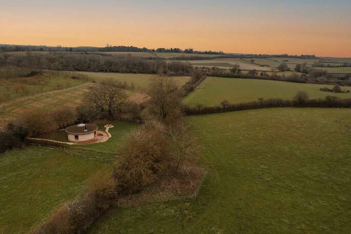 The Straw Roundhouse aerial view