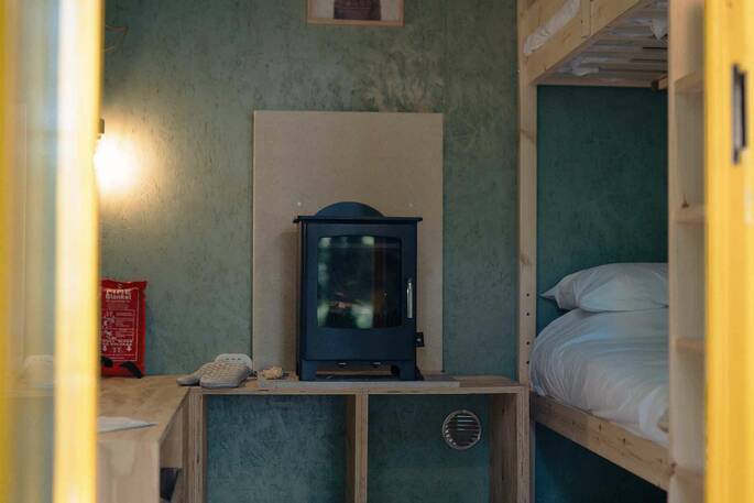 Wood burner inside as the main source of heat