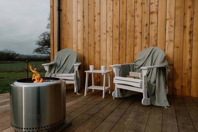 Outdoor seating and firepit