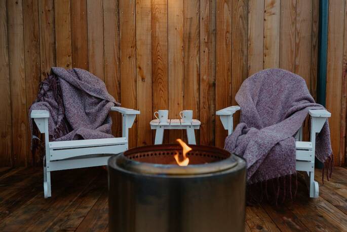 Outdoor seating by the firepit