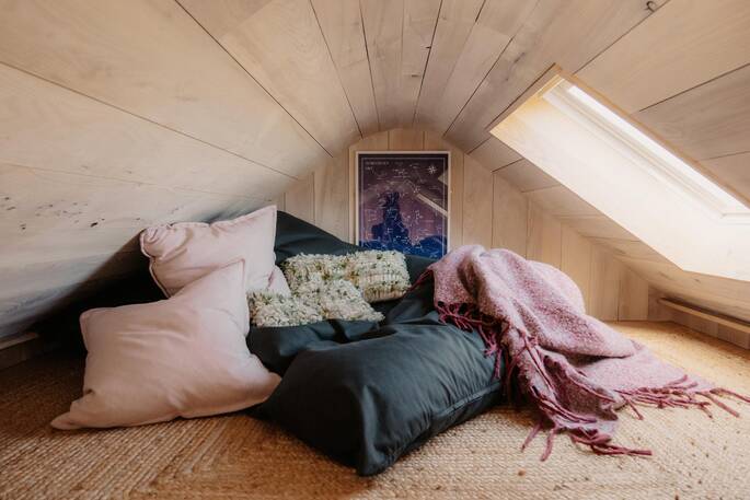 Reading nook up on the mezzanine