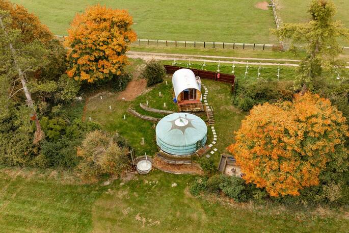 Aerial view of the yurt