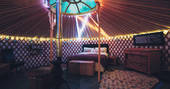 Solstice Yurt interior, Winterbourne Stoke, Salisbury, Wiltshire
