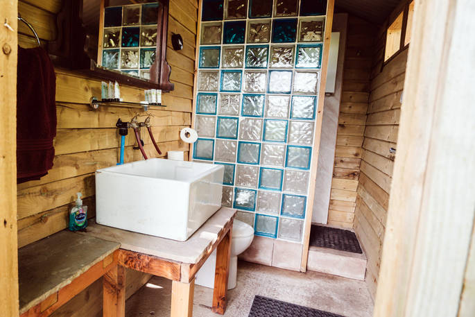 Stonehenge Yurt shower room, Winterbourne Stoke, Salisbury, Wiltshire