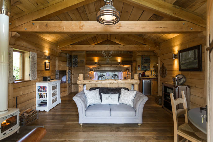 Wooden treehouse cosy interior