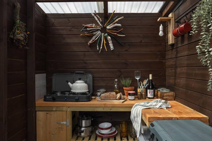 Covered outdoor kitchen