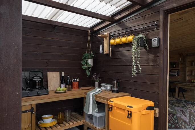 Outdoor covered camp kitchen