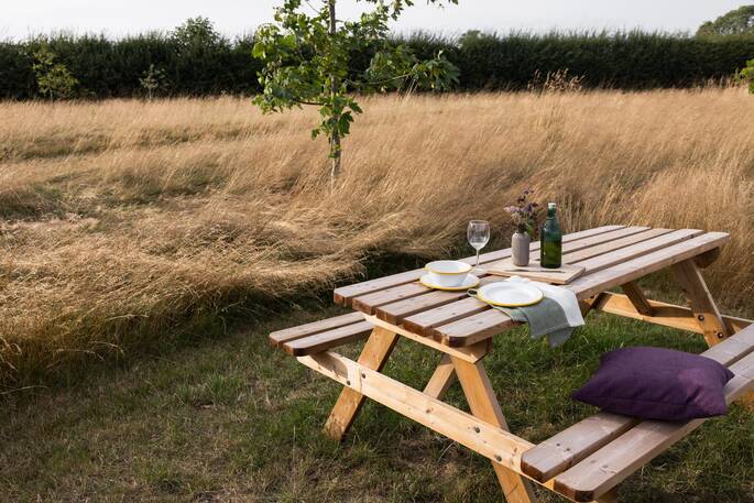 Picnic bench outside for outdoor dining