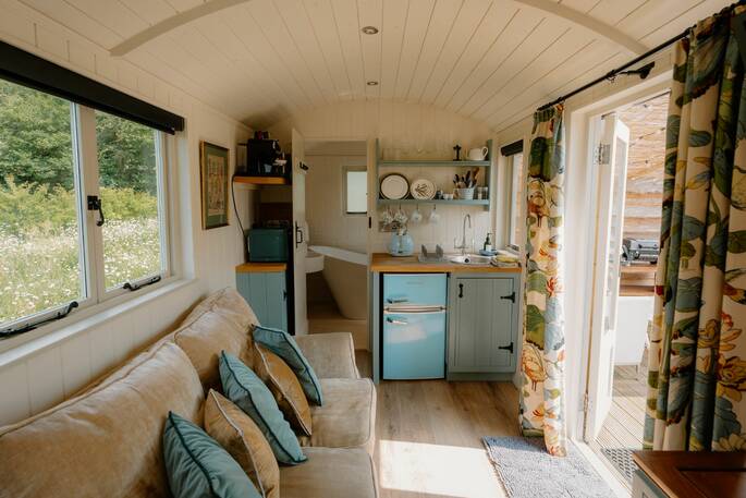 Kitchen area and sofa