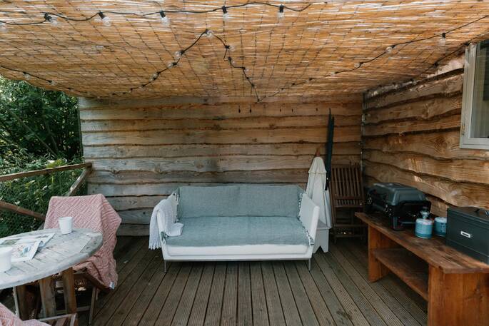 Outdoor sofa and cooking area