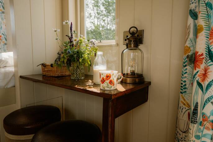 Sitting area inside hut