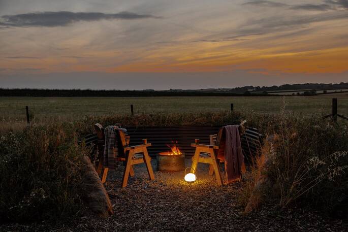 Firepit area in the evening