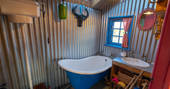 Barley Bothy bathroom with bath tub, Boutique Farm Bothies at Huntly, Aberdeenshire