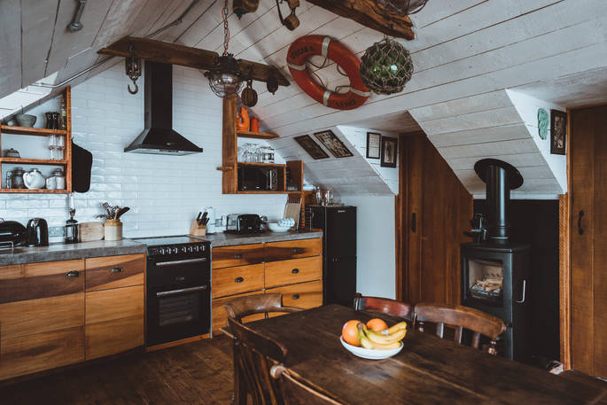 The Douglas Boathouse cabin kitchen, Argyll & Bute, Scotland