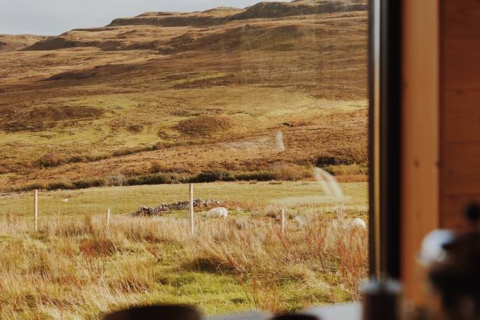 Black Shed cabin view from inside, Highland, Scotland - Anne-Sophie Bak Rosenving Photography