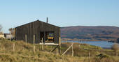 Black Shed cabin view to the loch, Highland, Scotland - Rural Design Photographs