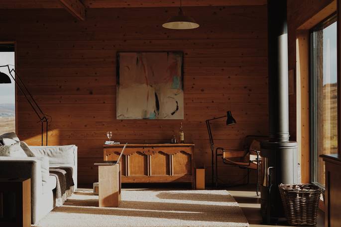 Black Shed cabin wood burner, Highland, Scotland - Anne-Sophie Bak Rosenving Photography