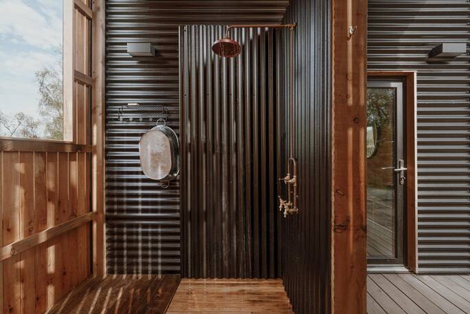 Covered outdoor shower
