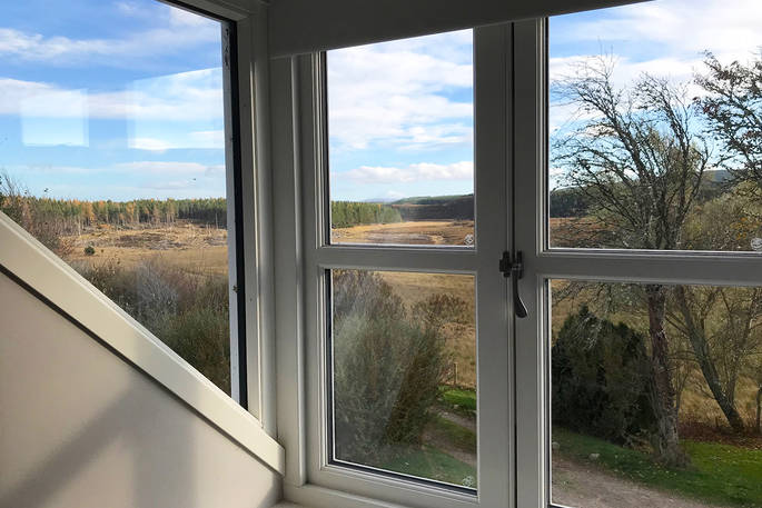 Cose Farmhouse cottage bedroom view, Nairn, Highland, Scotland