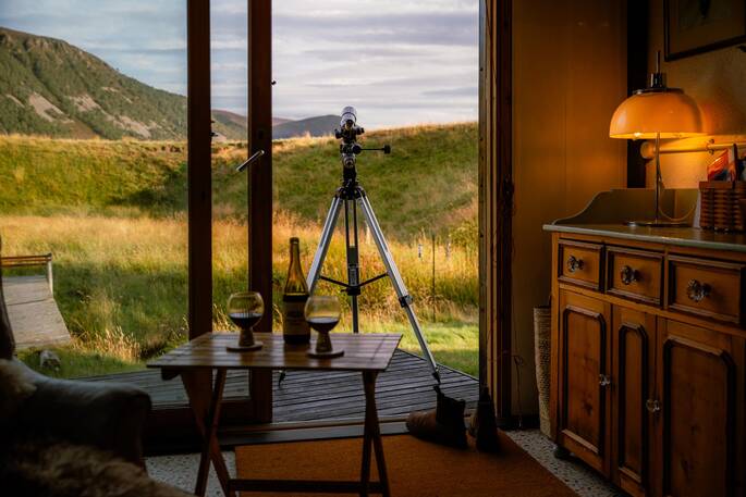 Living area with a telescope