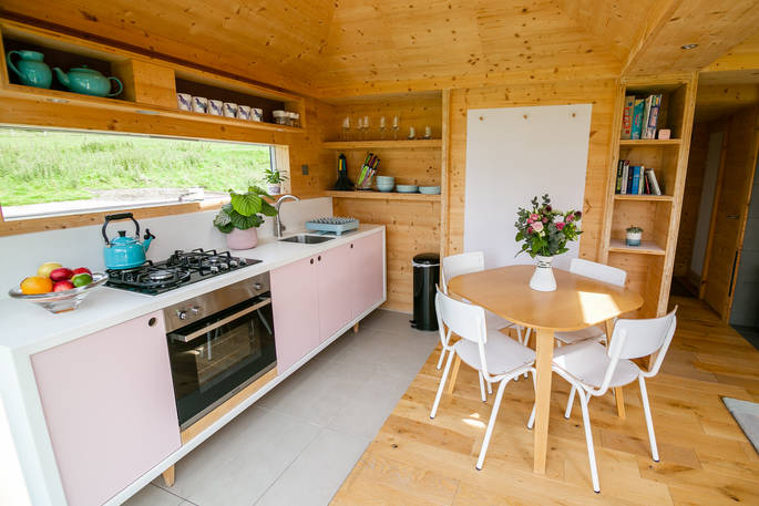 Burnhead Bothies cabin, glamping - kitchen, Kilsyth, Lanarkshire, Scotland