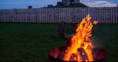 Cabin by the Castle fire pit with view to the castle, Duffus, Moray, Scotland