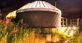 Bramble Yurt at night, Alexander House, Auchterarder, Perth & Kinross, Scotland