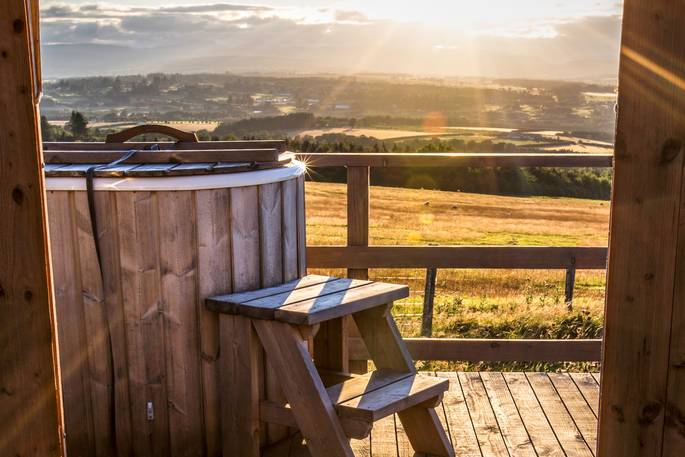 Bramble Yurt view from the bedroom at Alexander House, Auchterarder, Perth & Kinross, Scotland