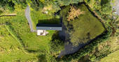 Bothan Dubh cabin drone view, Perthshire, Perth & Kinross, Scotland