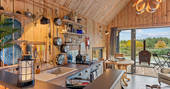 Bothan Dubh cabin kitchen, Perthshire, Perth & Kinross, Scotland
