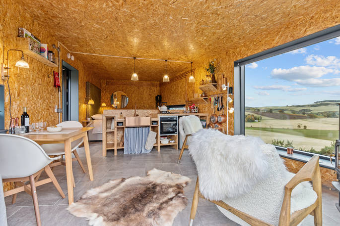 Whin cabin - interior, Perthshire, Perth & Kinross, Scotland