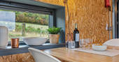 Whin cabin view from dining table, Perthshire, Perth & Kinross, Scotland