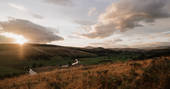 Bruadar Shepherd's hut, By Alyth, Perth & Kinross, Scotland - sunset view