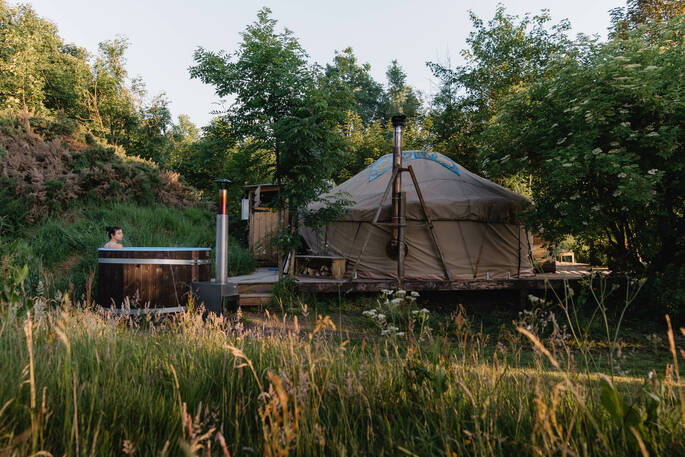 hot tub and yurt