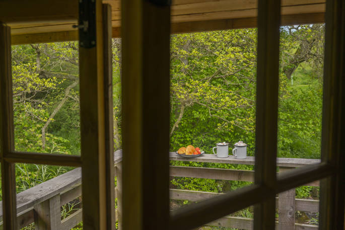 Fishing Hut cabin - balcony, Lauder, Scottish Borders, Scotland