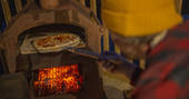 Tiny Home Borders cabin pizza oven at Bonchester Bridge, Hawick, Scottish Borders, Scotland