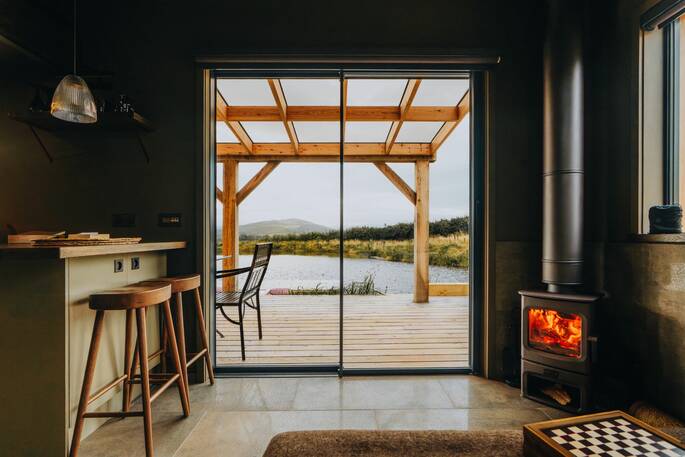 View through glass doors